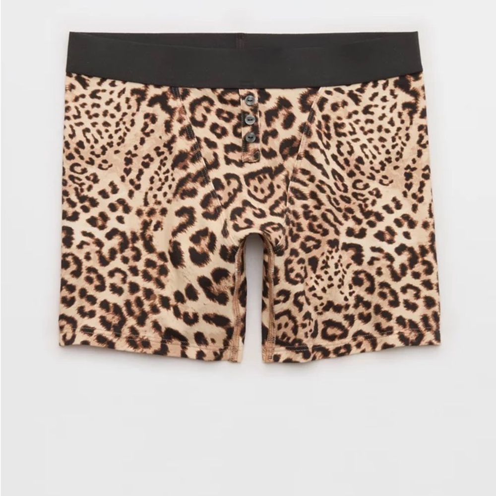 Aerie Super chill Cotton High Waisted Boyshort Underwear - Cheetah Print - SizeM